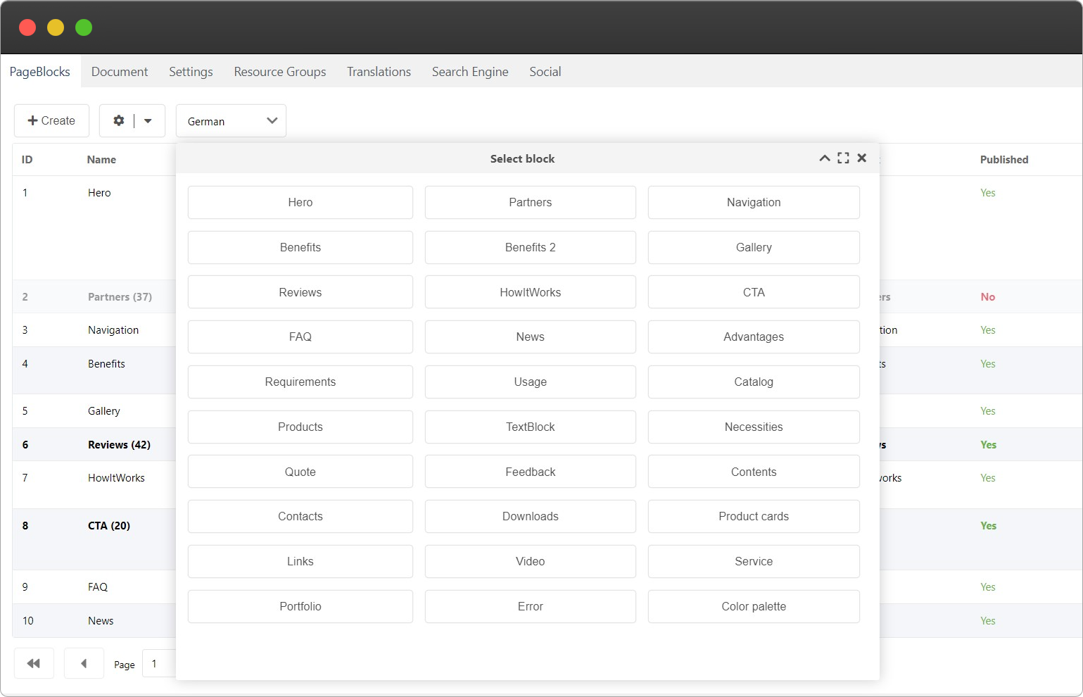 A block builder and a framework for MODX